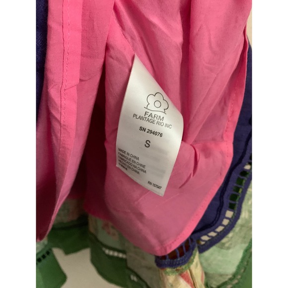 FARM Rio Patchwork Rainbow Mixed Tiered Midi Skirt Tropical Print size S NWT - Picture 5 of 10